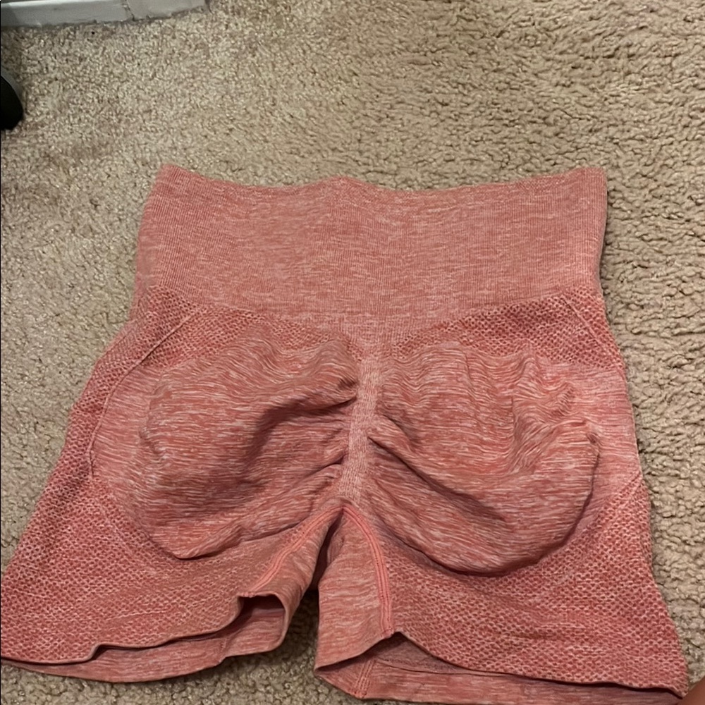 Amazon Pink Athletic Shorts with High Waist and Ruching